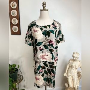 Bold Floral Grey Textured Mini Dress Small
